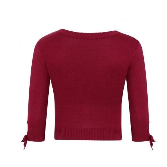 COLLECTIF  SALLY POMEGRANATE CARDIGAN - Picture 3 of 4